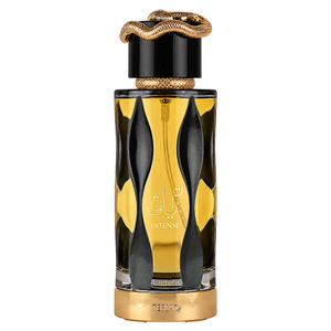 Lattafa Teriaq Intense 100ML EDP — front-facing bottle, transparent background