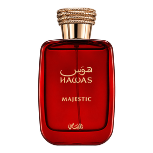 Rasasi Hawas Majestic 100ML EDP — front-facing bottle, transparent background