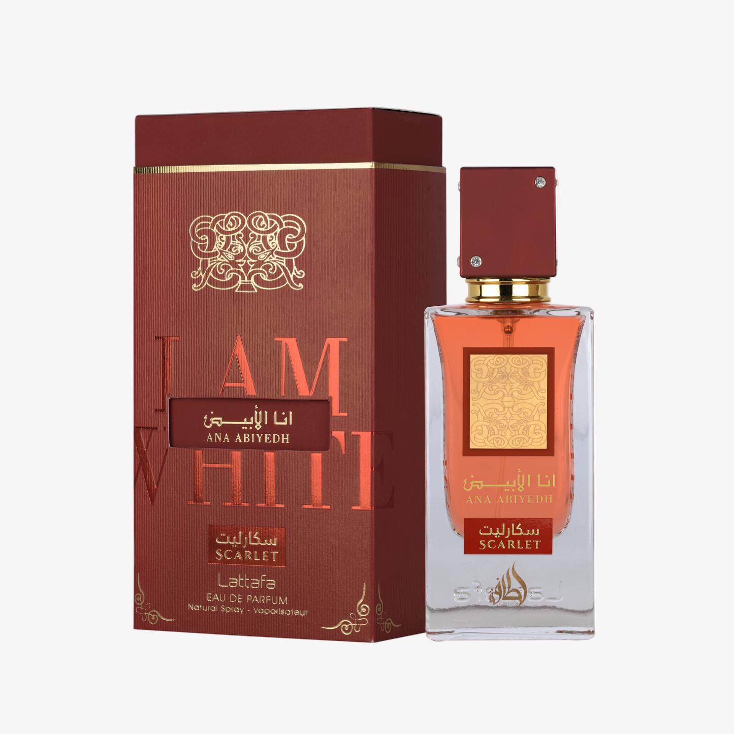 Lattafa Ana Abiyedh Scarlet 60ML EDP box and bottle