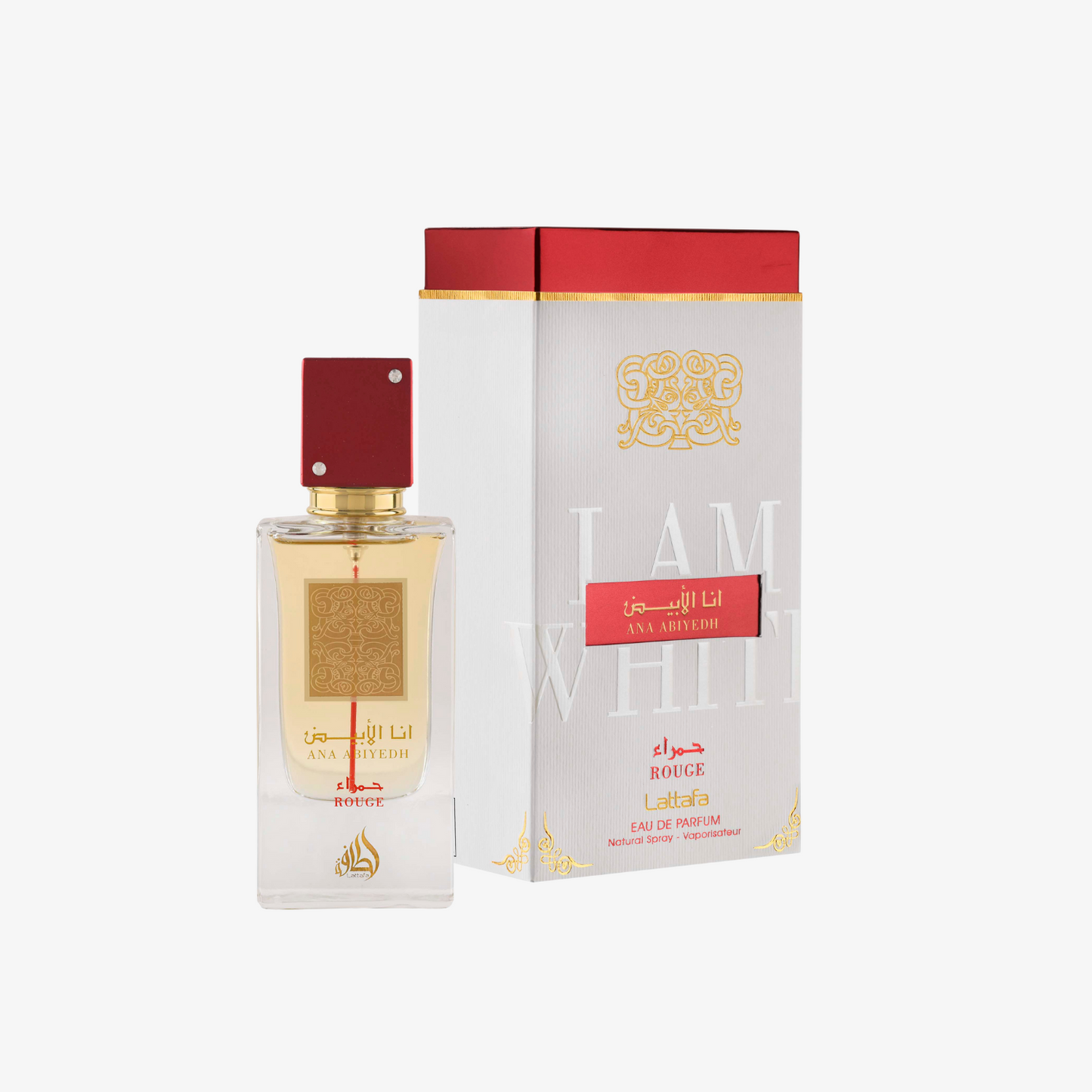 Lattafa Ana Abiyedh Rouge 60ML EDP box and bottle