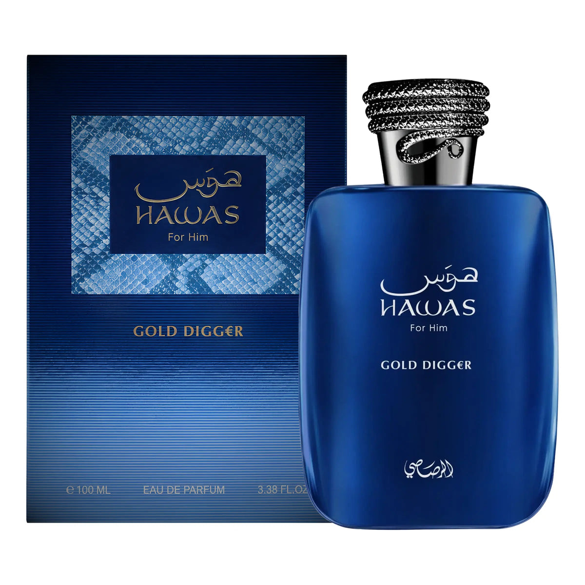 Rasasi Hawas Gold Digger 100ML EDP bottle and box