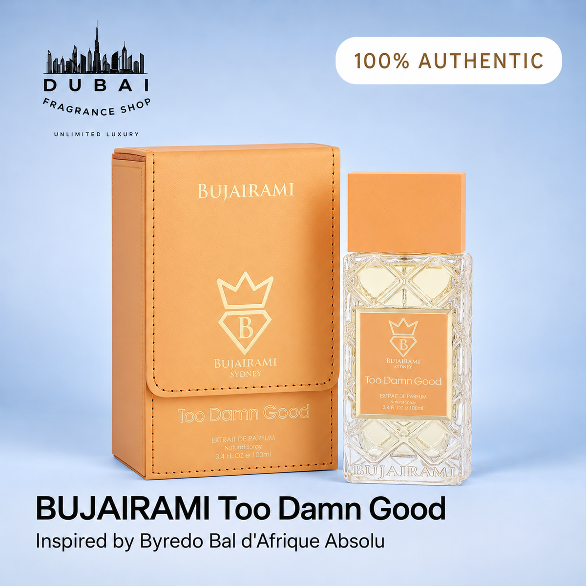 Bujairami Too Damn Good 100ML XDP bottle and box — Dubai Fragrance Shop PH