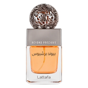Lattafa Beyond Precious 100ML EDP — front-facing bottle, transparent background