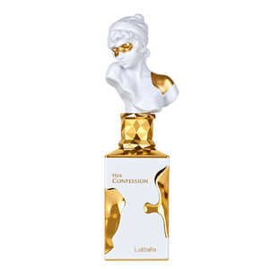 Lattafa Her Confession 100ML EDP — front-facing bottle, transparent background