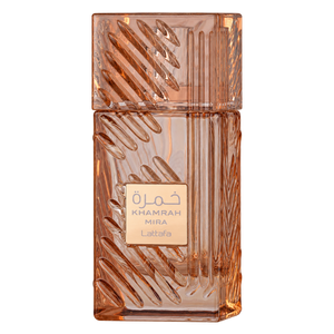 Lattafa Khamrah Mira 100ML EDP — front-facing bottle, transparent background