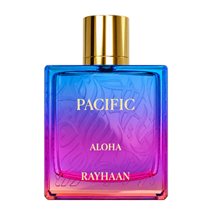 Rayhaan Pacific Aloha 100ML EDP — front-facing bottle, transparent background
