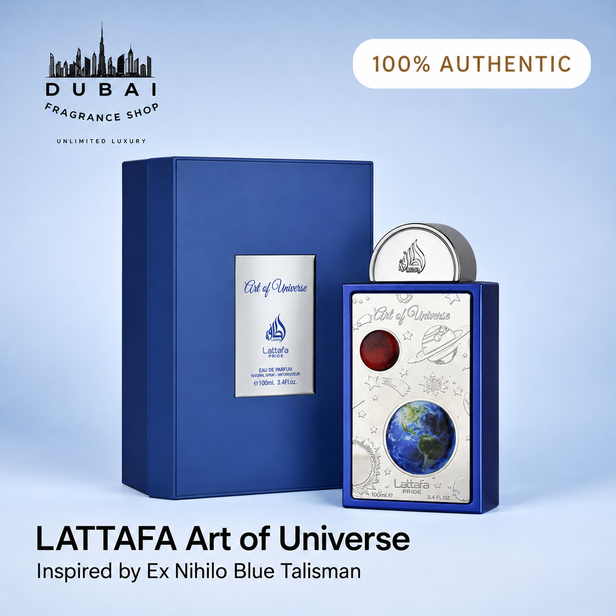 Lattafa Pride Art Of Universe 100ML EDP bottle and box — Dubai Fragrance Shop PH