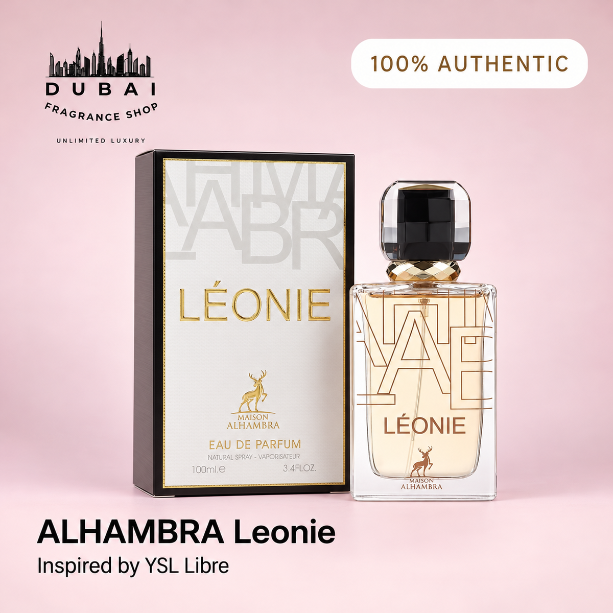 Maison Alhambra Leonie 100ML EDP bottle and box — Dubai Fragrance Shop PH
