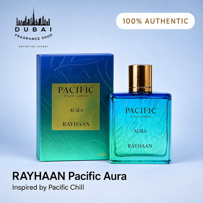 Rayhaan Pacific Aura 100ML EDP bottle and box — Dubai Fragrance Shop PH