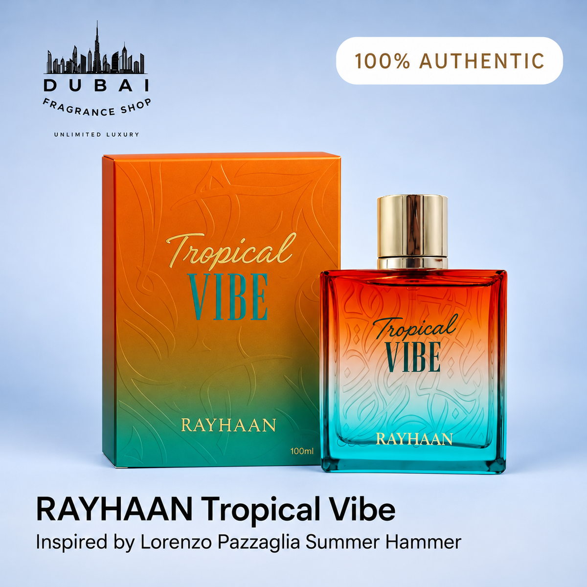 Rayhaan Tropical Vibe 100ML EDP bottle and box — Dubai Fragrance Shop PH