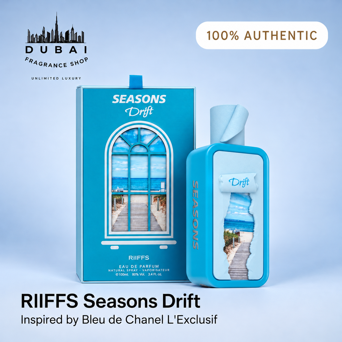 Riiffs Seasons Drift 100ML EDP bottle and box — Dubai Fragrance Shop PH