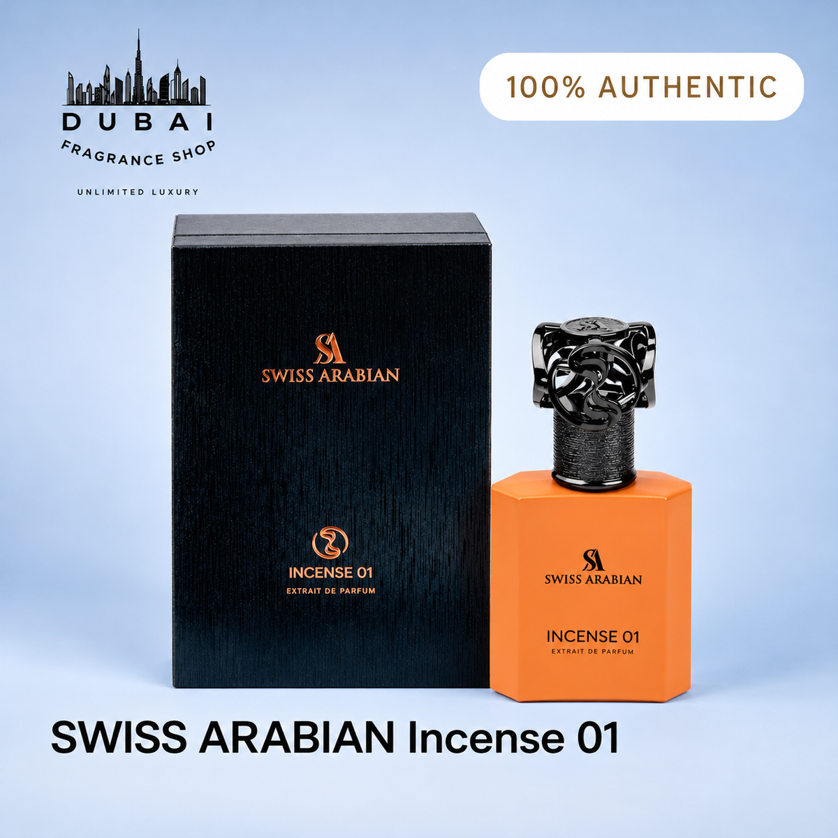 Swiss Arabian Incense 01 50ML Extrait De Parfum bottle and box — Dubai Fragrance Shop PH